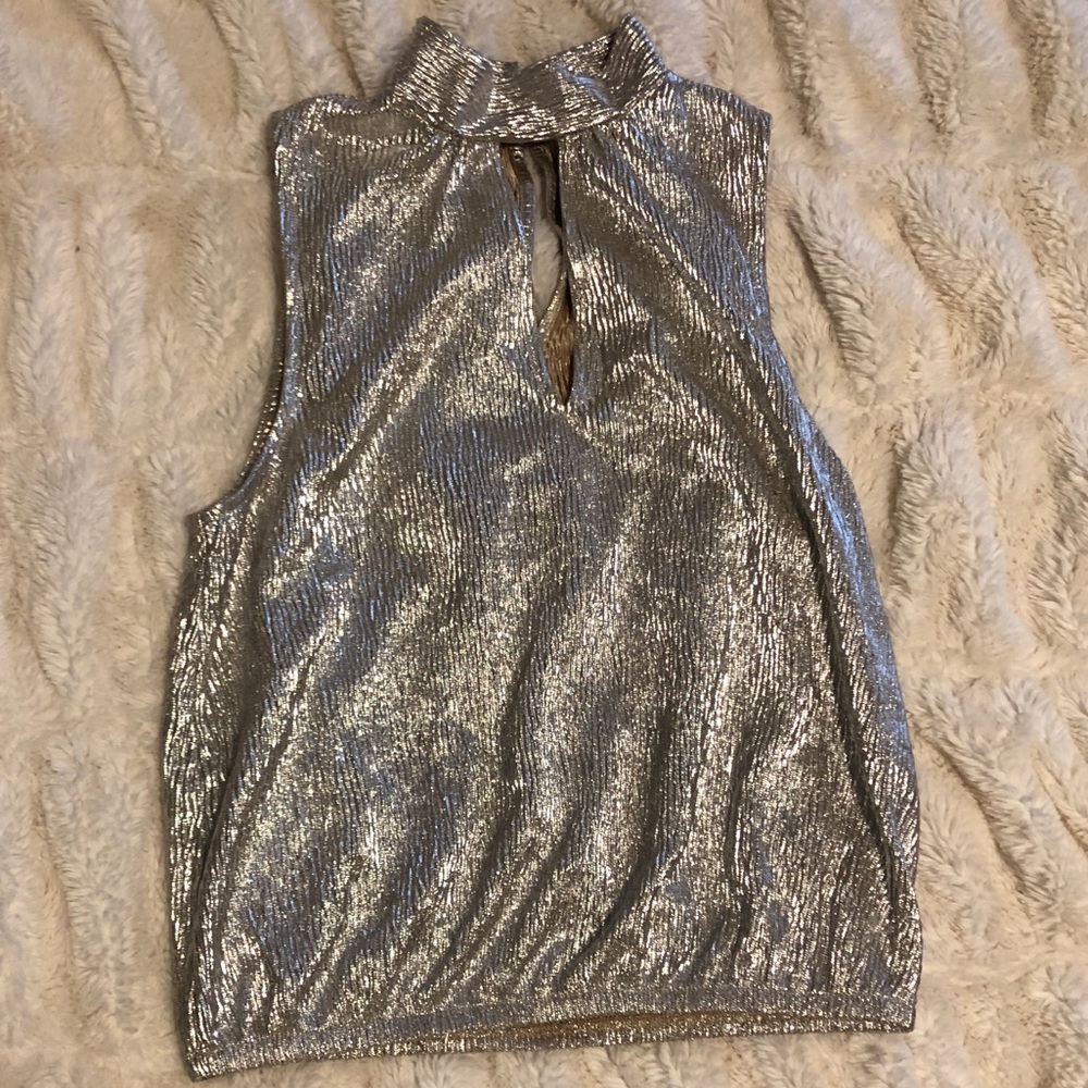 Metallic Band Hem Choker Tank from Express